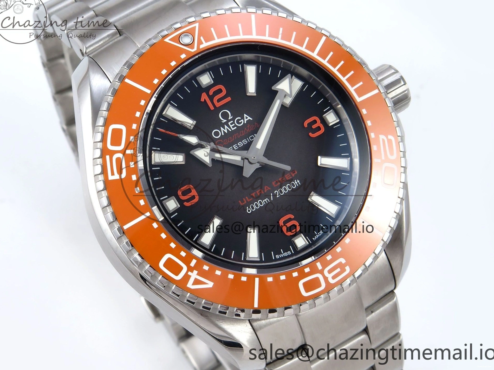0523 Seamaster 6000M Ultra Deep SS VRF 1:1 Best Edition Gray Dial Orange Bezel on SS Bracelet A8912 Super Clone NewStyle 7687